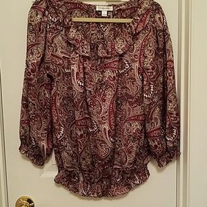 Dress Barn Gray and burgundy blouse